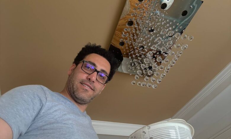 Installing chandelier