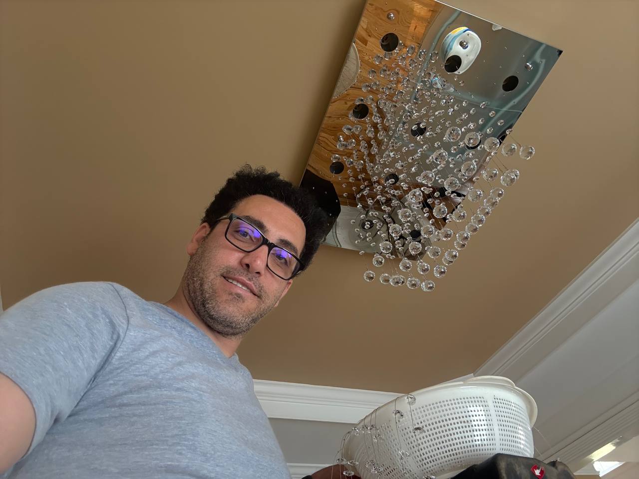 Installing chandelier